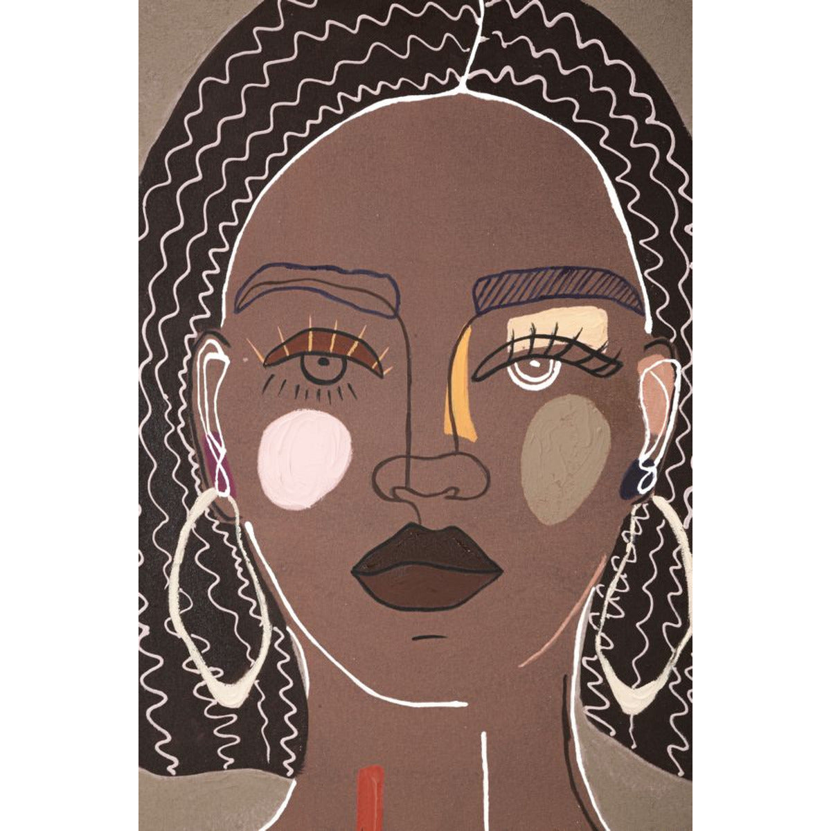 Stampa su Tela Viso 17, Marrone, Legno, 80x2,8x100 cm, Seven Design