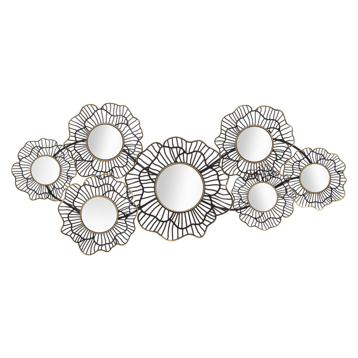 Decorazione in Metallo 3D Cerchi 3, Nero, Metallo, 121x5x56 cm, Seven Design