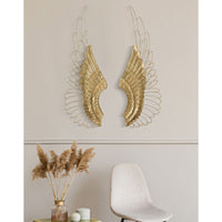 Decorazione in Metallo 3D Ali 2, Oro, Metallo, 37x3x105,5 cm, Seven Design