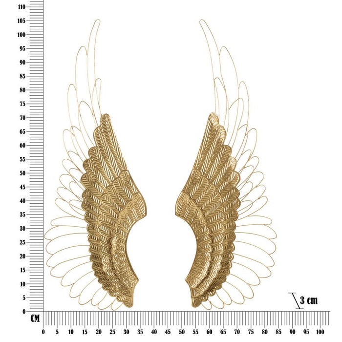 Decorazione in Metallo 3D Ali 2, Oro, Metallo, 37x3x105,5 cm, Seven Design