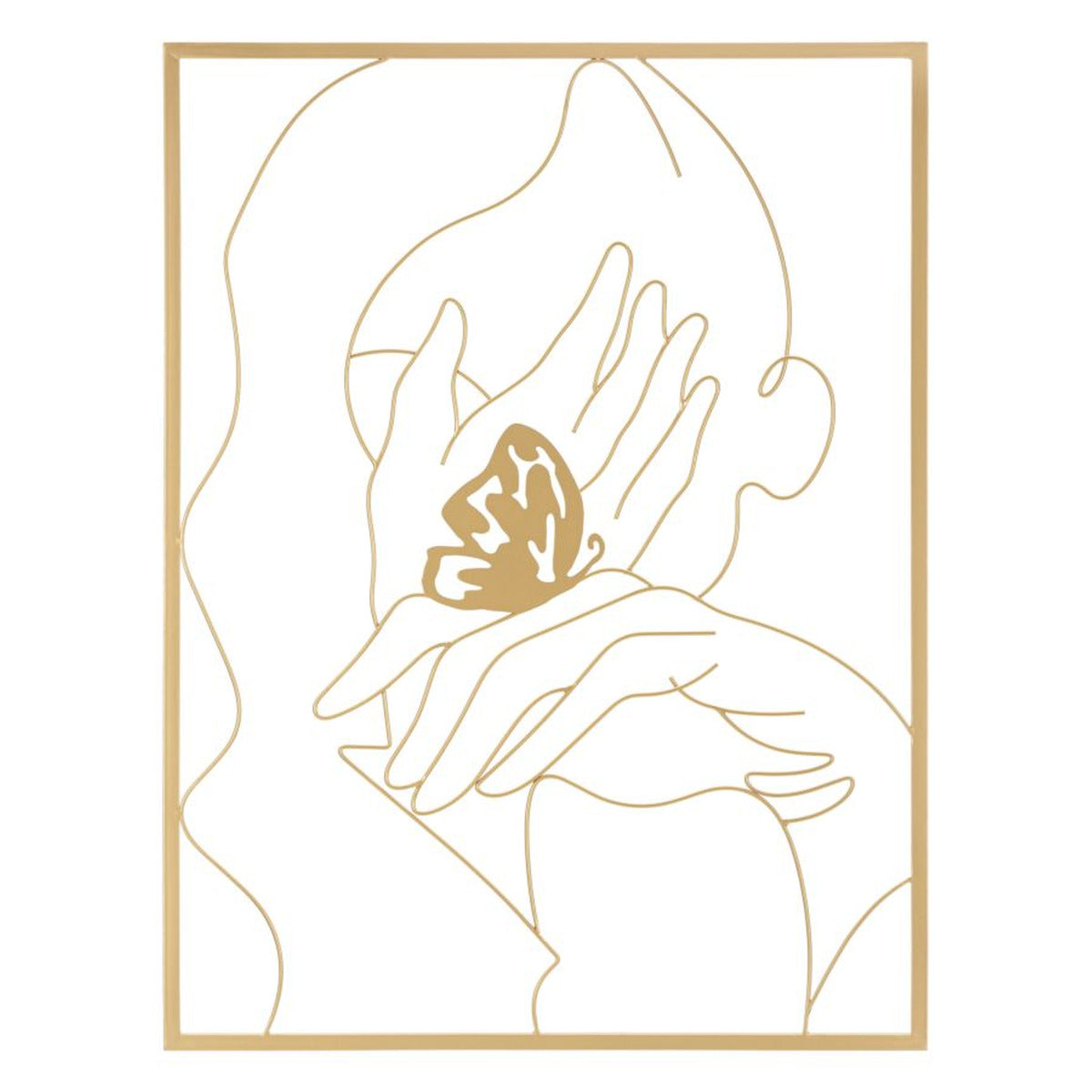 Decorazione in Metallo Mani, Oro, Metallo, 60x1x80 cm, Seven Design