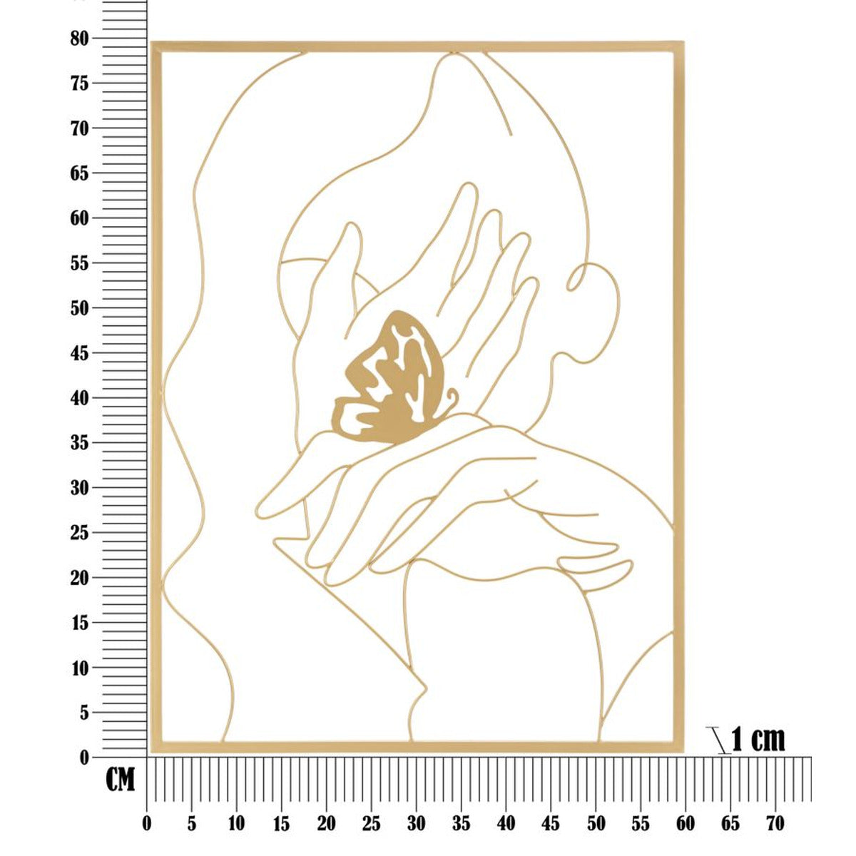 Decorazione in Metallo Mani, Oro, Metallo, 60x1x80 cm, Seven Design