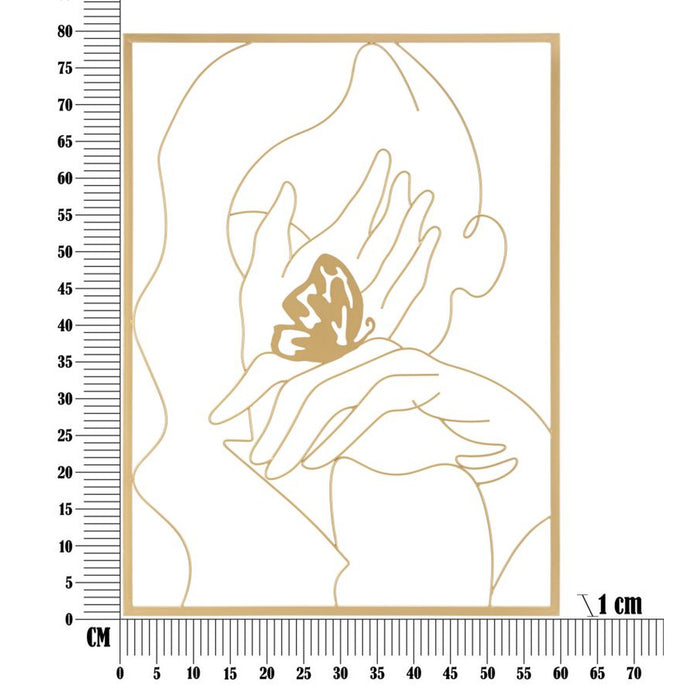 Decorazione in Metallo Mani, Oro, Metallo, 60x1x80 cm, Seven Design