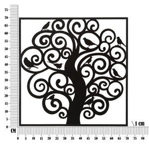 Decorazione in Metallo Albero 2, Nero, Metallo, 70x1x70 cm, Seven Design