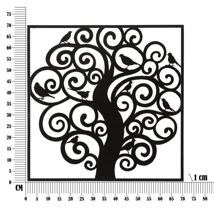 Decorazione in Metallo Albero 2, Nero, Metallo, 70x1x70 cm, Seven Design