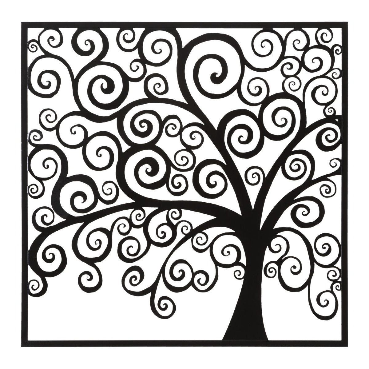 Decorazione in Metallo Albero 1, Nero, Metallo, 100x1x100 cm, Seven Design