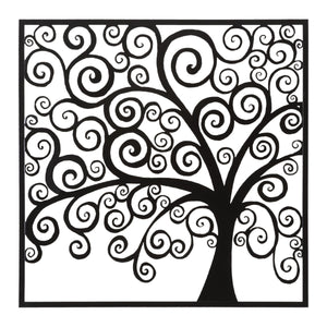 Decorazione in Metallo Albero 1, Nero, Metallo, 100x1x100 cm, Seven Design