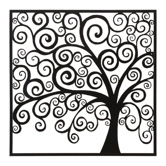 Decorazione in Metallo Albero 1, Nero, Metallo, 100x1x100 cm, Seven Design
