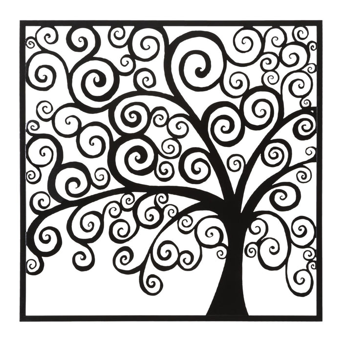 Decorazione in Metallo Albero 1, Nero, Metallo, 100x1x100 cm, Seven Design