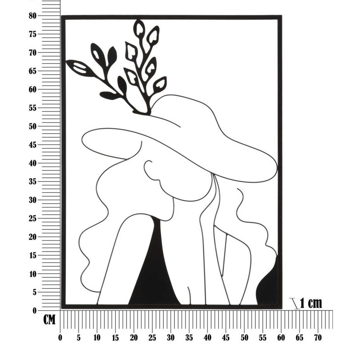 Decorazione in Metallo Viso 3, Nero, Metallo, 60x1x80 cm, Seven Design