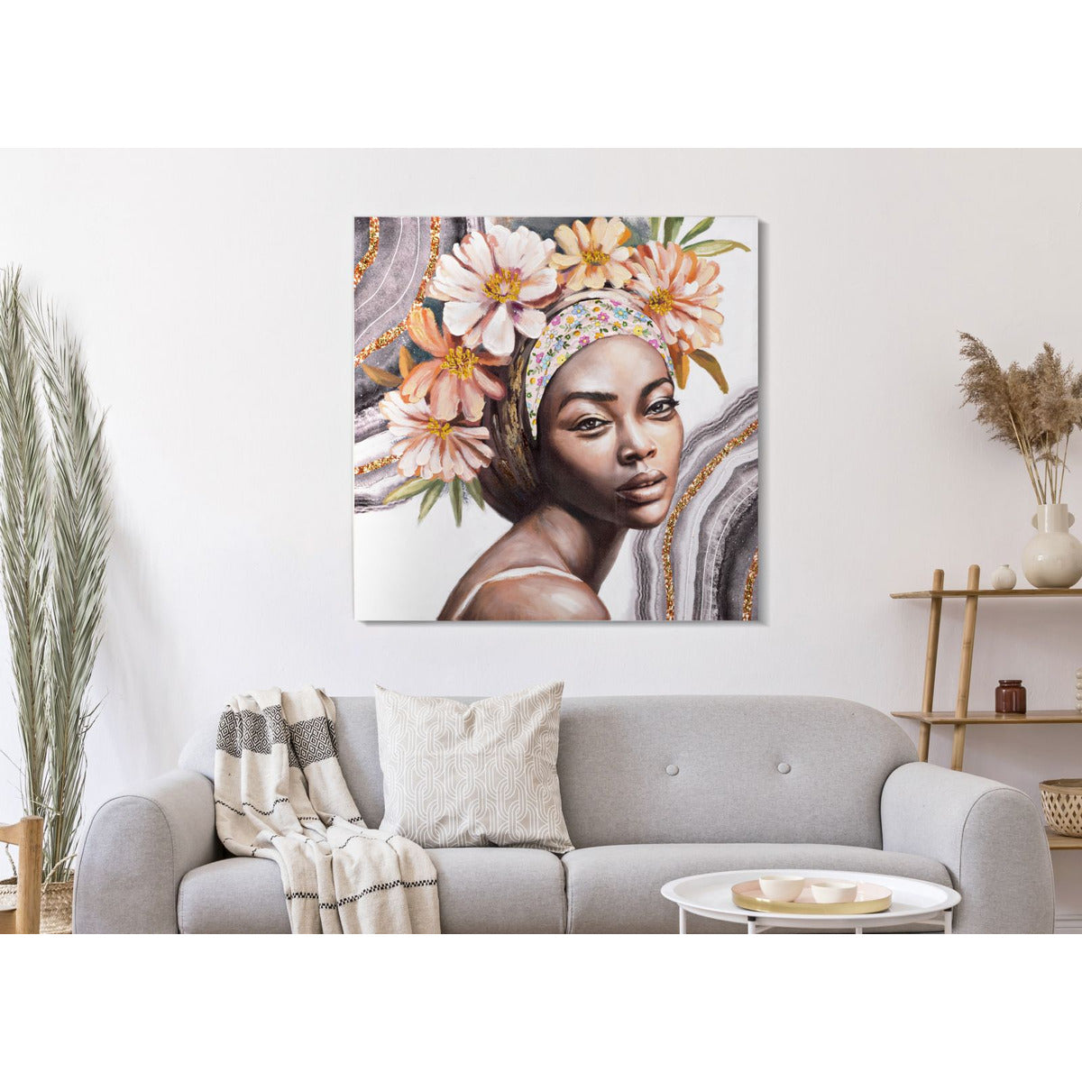 Stampa su Tela Africa 15, Multicolore, Legno, 100x3x100 cm, Seven Design