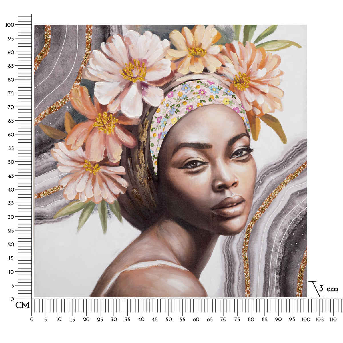 Stampa su Tela Africa 15, Multicolore, Legno, 100x3x100 cm, Seven Design