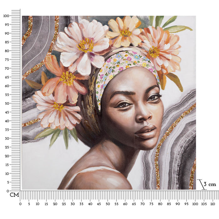 Stampa su Tela Africa 15, Multicolore, Legno, 100x3x100 cm, Seven Design