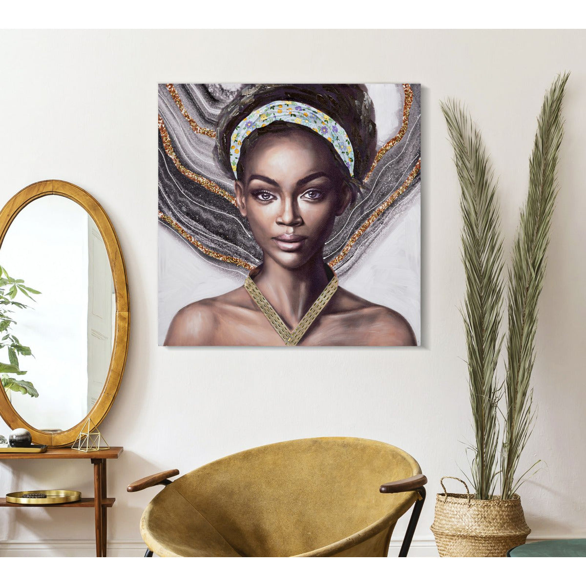 Stampa su Tela Africa 16, Multicolore, Legno, 100x3x100 cm, Seven Design