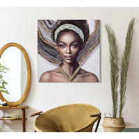 Stampa su Tela Africa 16, Multicolore, Legno, 100x3x100 cm, Seven Design