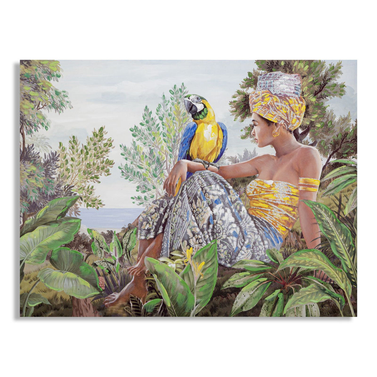 Stampa su Tela Tropicale 1, Multicolore, Legno, 120x3x90 cm, Seven Design