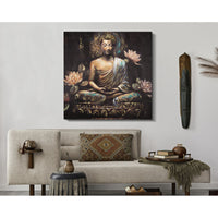 Stampa su Tela Buddah 3, Multicolore, Legno, 100x3x100 cm, Seven Design