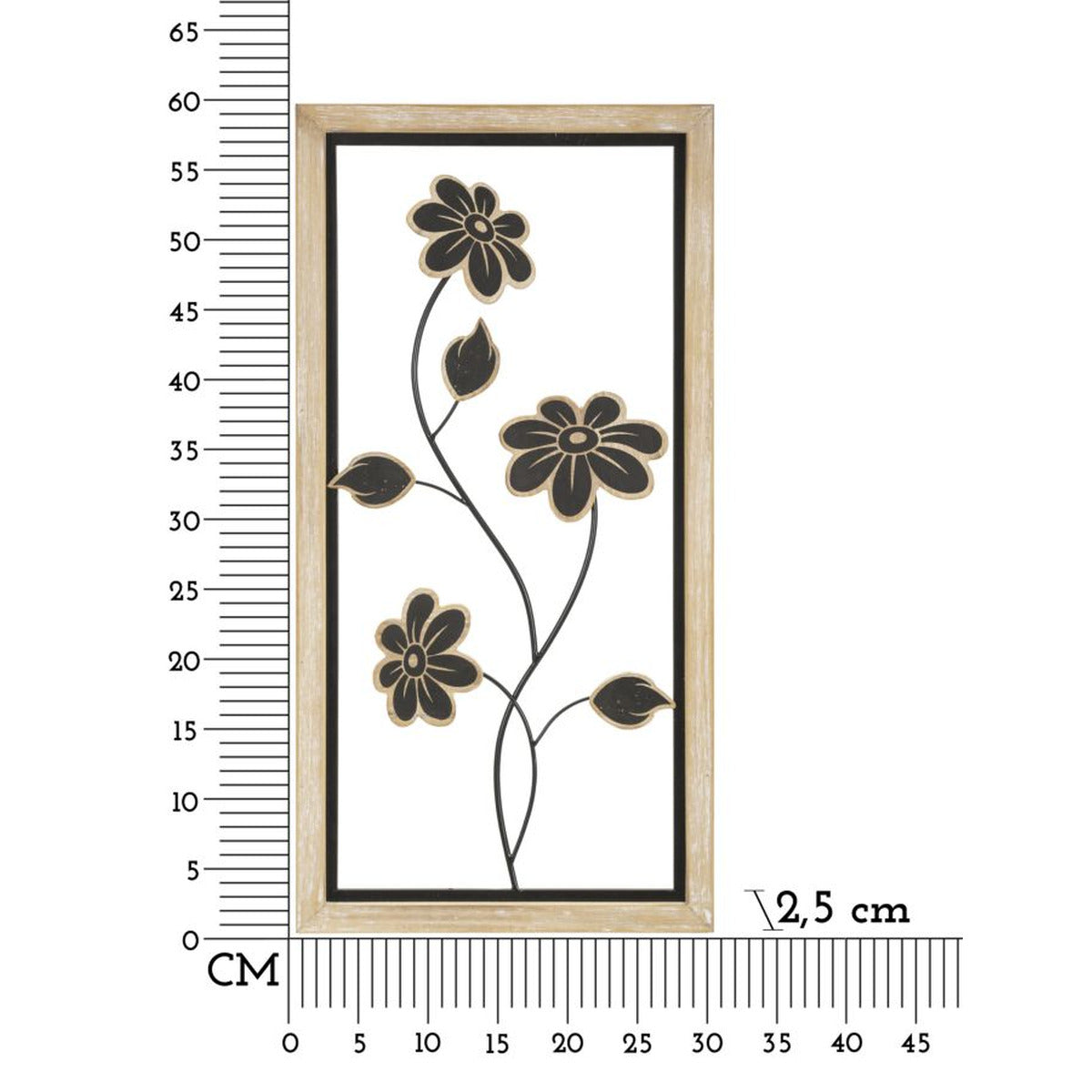 Decorazione in Metallo 3D Fiori 46, Marrone, Metallo, 30x2,5x60 cm, Seven Design