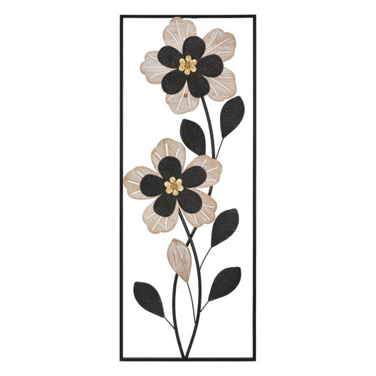 Decorazione in Metallo 3D Fiori 50, Nero, Metallo, 27x2,5x70 cm, Seven Design