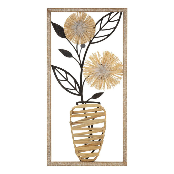 Decorazione in Metallo 3D Fiori 52, Marrone, Metallo, 40x3,5x80 cm, Seven Design
