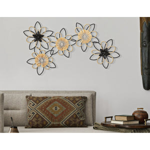 Decorazione in Metallo 3D Fiori 51, Marrone, Metallo, 60x4x35 cm, Seven Design