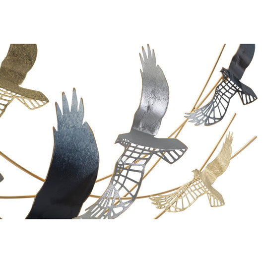 Decorazione in Metallo 3D Uccelli, Multicolore, Metallo, 90,8x6,4x50,8 cm, Seven Design