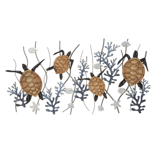 Decorazione in Metallo 3D Tartarughe, Multicolore, Metallo, 132,7x5,7x69,9 cm, Seven Design