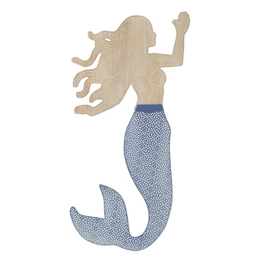 Decorazione in Metallo e Legno Sirenetta, Multicolore, Metallo, 30,5x2x60 cm, Seven Design