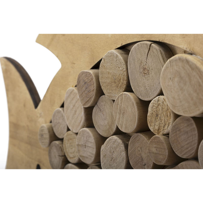 Decorazione in Metallo e Legno Pesce, Marrone, Legno, 42,5x2x28,5 cm, Seven Design