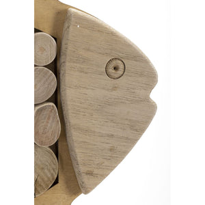 Decorazione in Metallo e Legno Pesce, Marrone, Legno, 42,5x2x28,5 cm, Seven Design