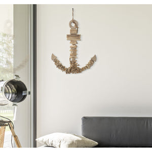 Decorazione in Metallo e Legno Ancora, Marrone, Legno, 39x7x46 cm, Seven Design