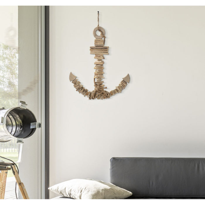 Decorazione in Metallo e Legno Ancora, Marrone, Legno, 39x7x46 cm, Seven Design