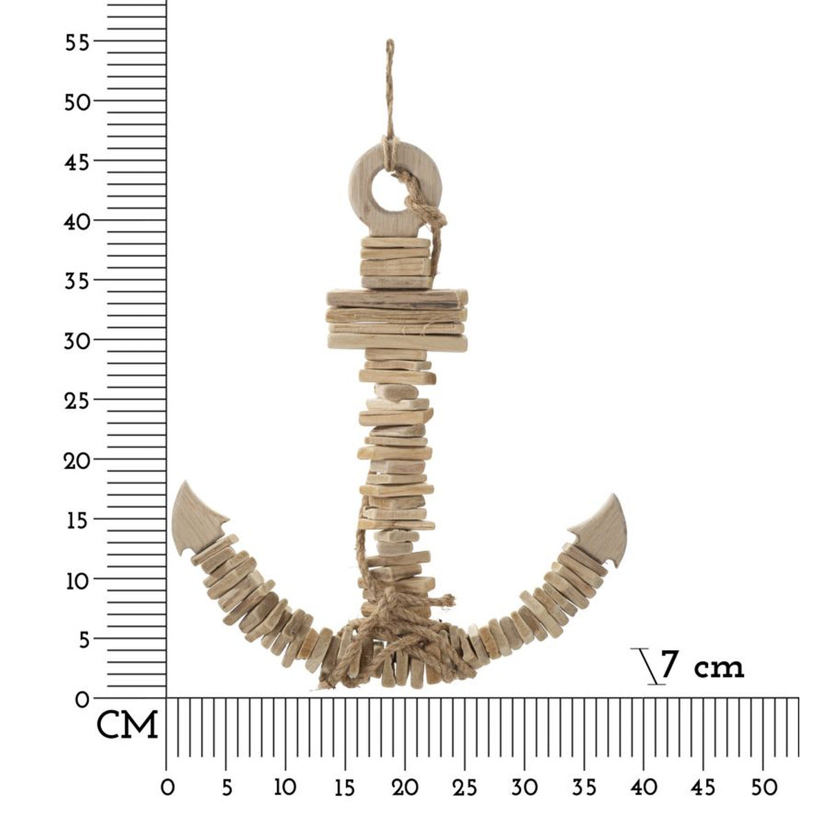 Decorazione in Metallo e Legno Ancora, Marrone, Legno, 39x7x46 cm, Seven Design