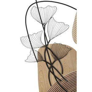 Decorazione in Metallo e Legno Foglia 54, Marrone, Metallo, 70x3x100 cm, Seven Design