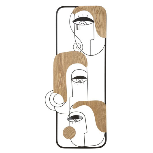 Decorazione in Metallo e Legno Volti 1, Marrone, Metallo, 38x2x89,5 cm, Seven Design