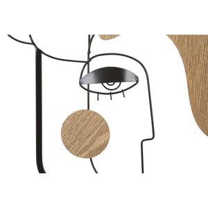 Decorazione in Metallo e Legno Volti 1, Marrone, Metallo, 38x2x89,5 cm, Seven Design