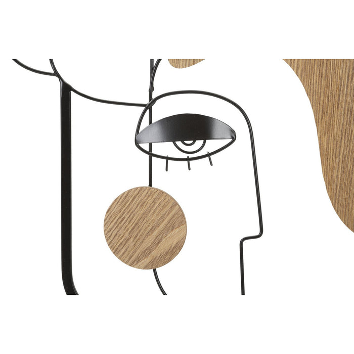 Decorazione in Metallo e Legno Volti 1, Marrone, Metallo, 38x2x89,5 cm, Seven Design