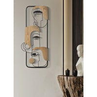 Decorazione in Metallo e Legno Volti 1, Marrone, Metallo, 38x2x89,5 cm, Seven Design