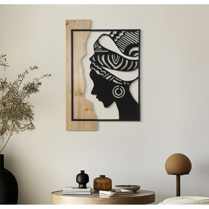 Decorazione in Metallo e Legno Africa, Marrone, Metallo, 53x2x80 cm, Seven Design