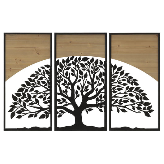 Decorazione in Metallo e Legno Albero 11, Marrone, Metallo, 105x2x70 cm, Seven Design