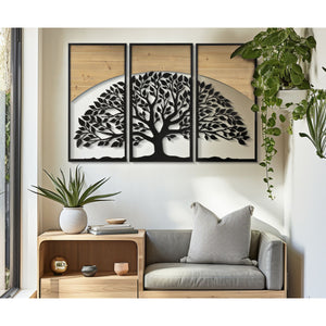 Decorazione in Metallo e Legno Albero 11, Marrone, Metallo, 105x2x70 cm, Seven Design