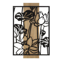 Decorazione in Metallo e Legno Fiori 55, Marrone, Metallo, 60x2x90 cm, Seven Design