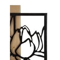 Decorazione in Metallo e Legno Fiori 55, Marrone, Metallo, 60x2x90 cm, Seven Design