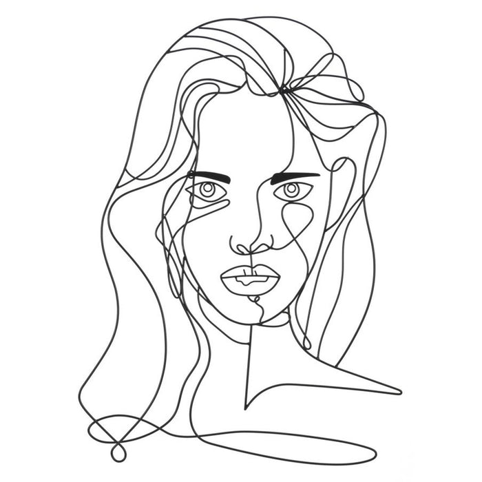 Decorazione in Metallo Viso 4, Nero, Metallo, 57,5x1,3x80 cm, Seven Design