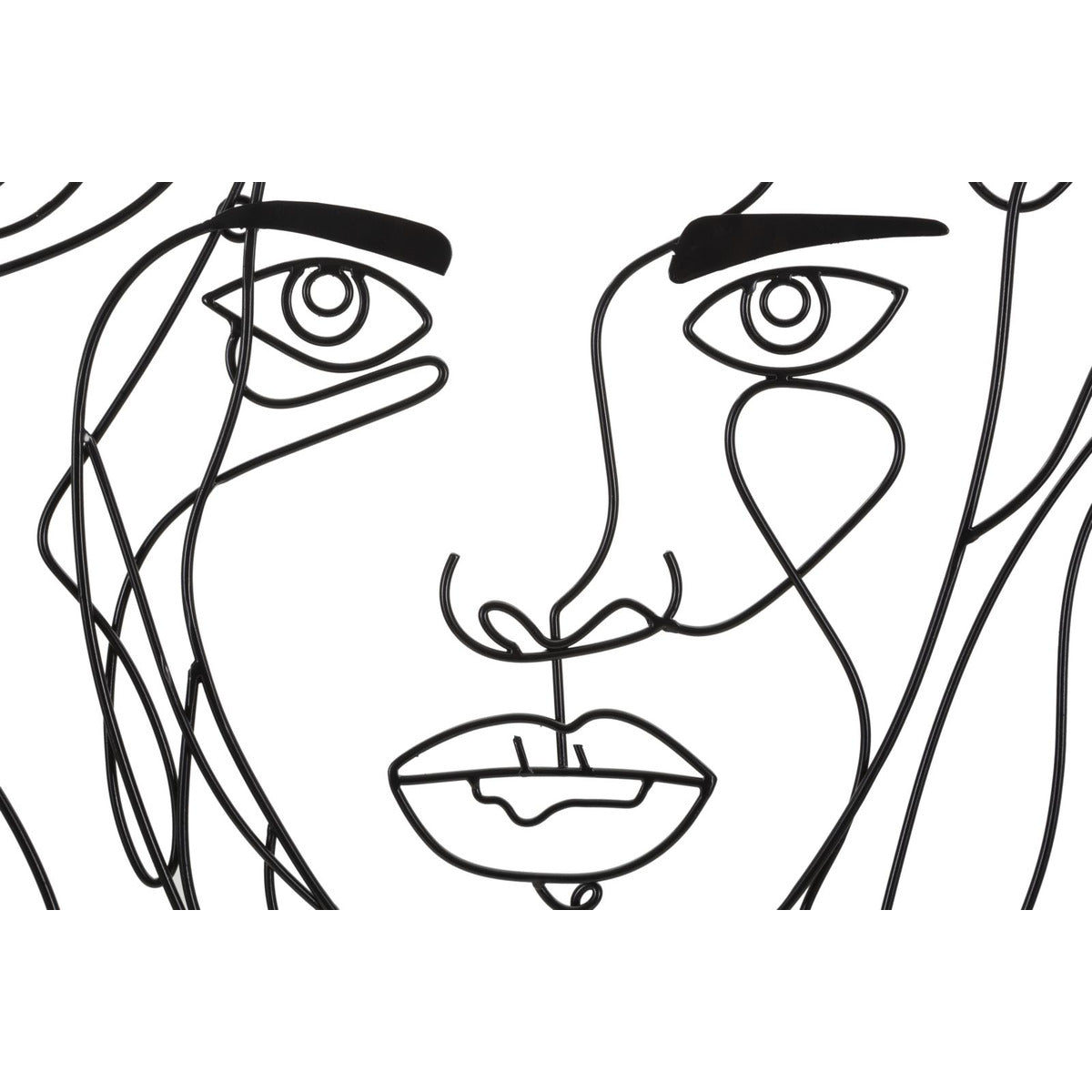 Decorazione in Metallo Viso 4, Nero, Metallo, 57,5x1,3x80 cm, Seven Design