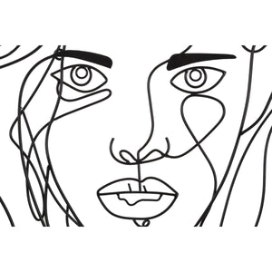 Decorazione in Metallo Viso 4, Nero, Metallo, 57,5x1,3x80 cm, Seven Design