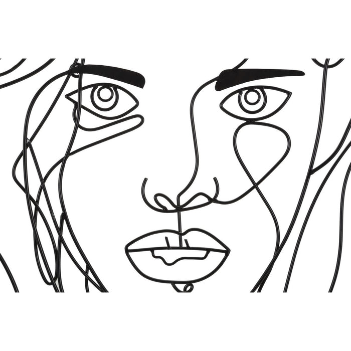 Decorazione in Metallo Viso 4, Nero, Metallo, 57,5x1,3x80 cm, Seven Design