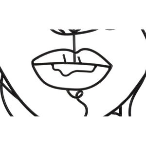 Decorazione in Metallo Viso 4, Nero, Metallo, 57,5x1,3x80 cm, Seven Design