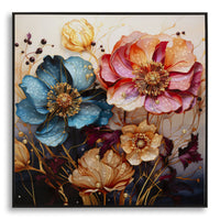 Stampa su Tela Fiori 70, Multicolore, Legno, 82x4x82 cm, Seven Design