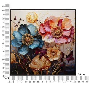 Stampa su Tela Fiori 70, Multicolore, Legno, 82x4x82 cm, Seven Design